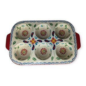 Ashdene Stoneware Daisy's Kitchen Hand Painted Muffin Pan